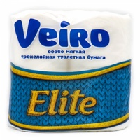 Бумага туалетная VEIRO Elite  3-х сл. 4  шт., Россия    { 98113 }