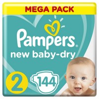Pampers New Baby 2 Mini (4-8 кг) Giant Pack 144 шт Dry, РФ Мягкая уп-ка !!!  { 59244 }  СКИДКА 3% НЕ ДЕЙСТВУЕТ!!!