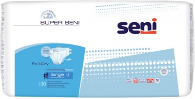 SUPER SENI 3 Large (6*, 30 шт) Подгузники для взрослых (100-150 см), РФ  { 91417 }  { 07390}  - фото1