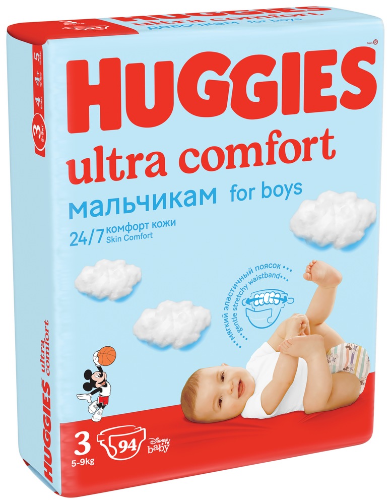 HUGGIES Ultra Comfort 3 (5-9 кг) Giga Pack 94 шт Воу для мальчиков подгузники  { 43659 }    СКИДКА  3 % НЕ ДЕЙСТВУЕТ!!!!