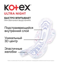 Гигиенические прокладки KOTEX Ultra Night ( 14 шт)  6*  Турция  { 45226 }