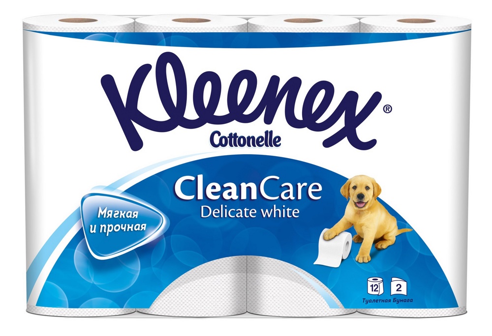 Бумага туалетная KLEENEX Cottonelle Clean Care Delicate White 12 шт  2-х слойная   { 01125 }