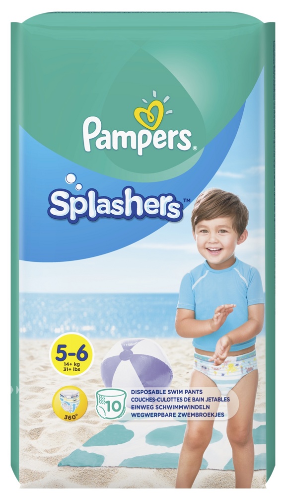 Pampers Splashers  5-6   14+ кг  (10 шт) подгузники-трусики для плавания, Польша   { 28951 }
