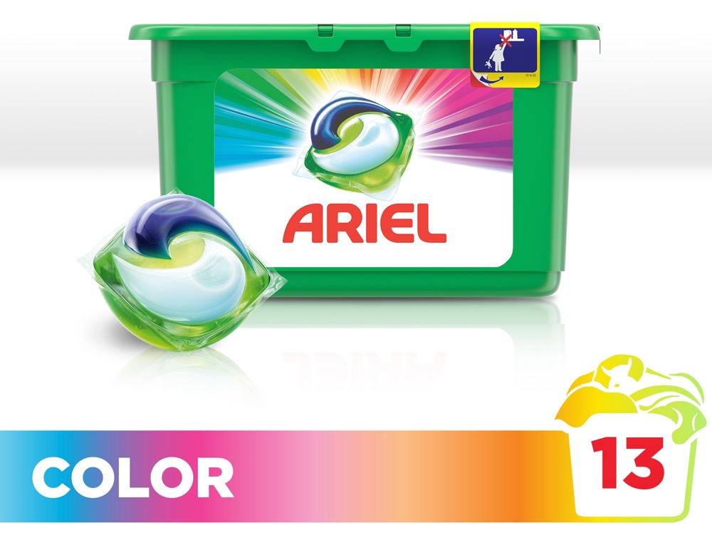 ARIEL  (13 шт х 27 г)  Color 3 в 1   в капсулах для цветного белья, Франция { 62634 }