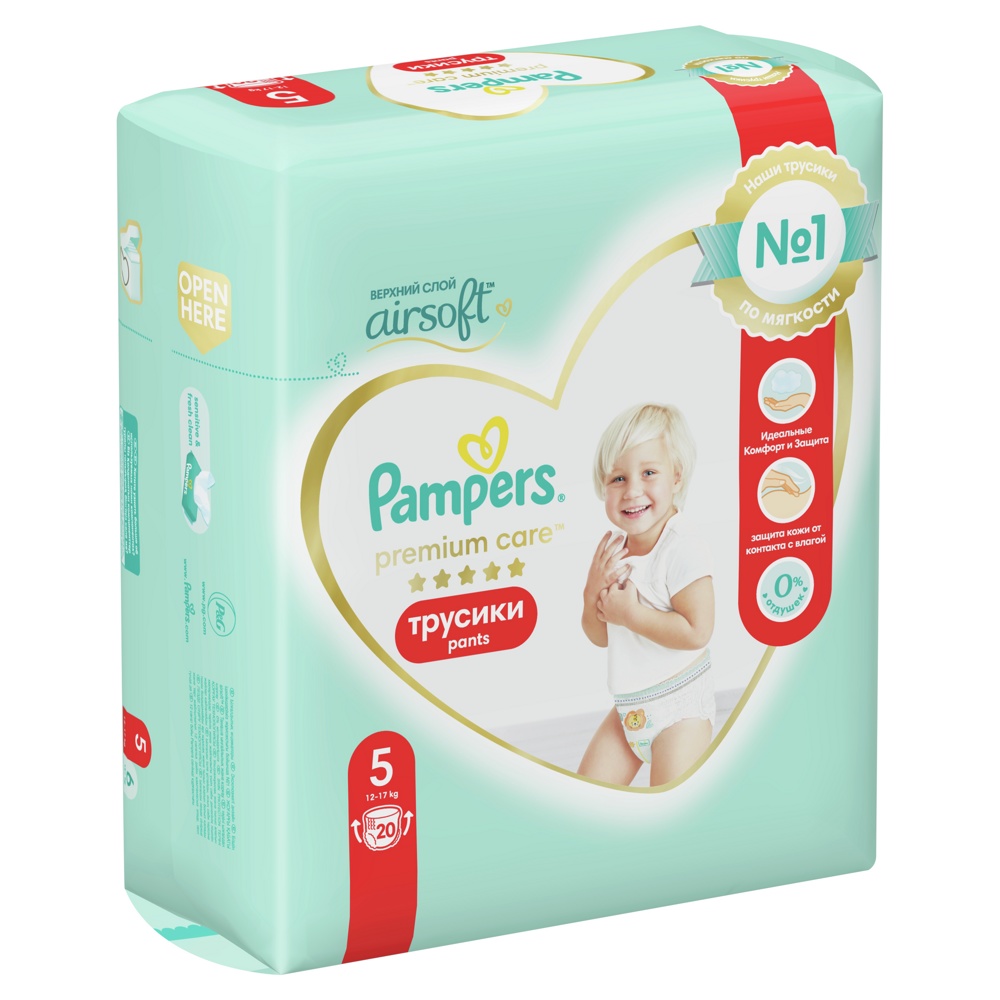 Pampers PANTS Premium Care   5   Junior   12-17 кг  (20 шт) подгузники-трусики, Россия  { 81243 }