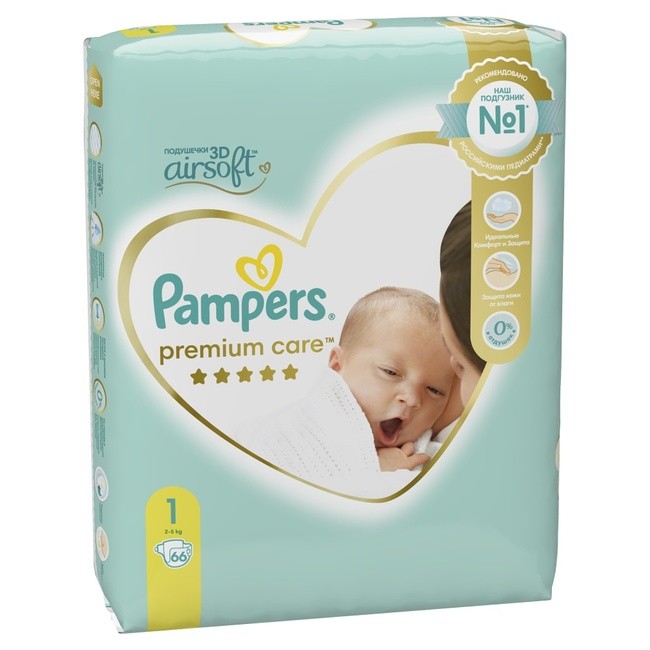 Pampers Premium Care 1 Newborn 2-5  ( 66  ) ,  { 27382 } 
