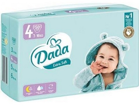 DADA Еxtra Soft 4 Maxi 7-16 кг ( 50 шт ) подгузники, Польша { 68222 } -  Подгузники для детей - mamantenok.shop.by
