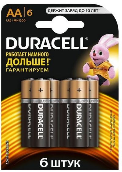 Duracell Basic AA 1.5 v  LR 6    ( 6  ),      { 07458 }