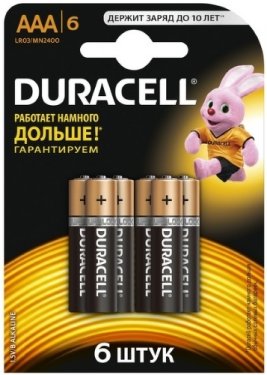 Duracell Basic АAA 1.5 v  LR 03   Батарейки алкалиновые ( 6 шт ), Бельгия     { 07472 }