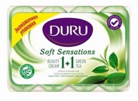 DURU Soft Sensation "Экстракт Зеленого чая и Крем" мыло туалетное ( 4 х 90 гр.), Малайзия  { 25076 }