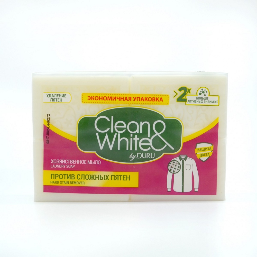 Duru Clean and White мыло хозяйственное Против сложных пятен 4Х120 г, Малайзия   { 21912 }