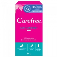 CAREFREE Cotton Fresh Feel  Прокладки ежедневные c ароматом свежести  ( 34 шт.) , Италия  { 65071 }