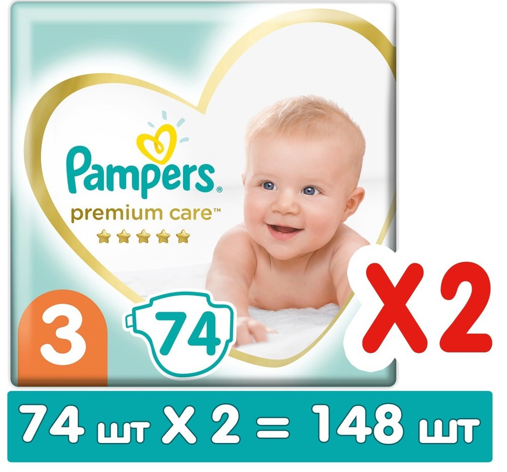 Pampers Premium Care 3 Midi 6-10  ( 74 x 2 = 148  ) ,  { 04651 }